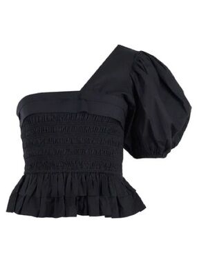 Women's One-Shoulder Poplin Ruffle Top